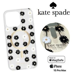 KATE SPADE Gold Glitter Daisy Floral MagSafe iPhone 15 PRO MAX Hard Case